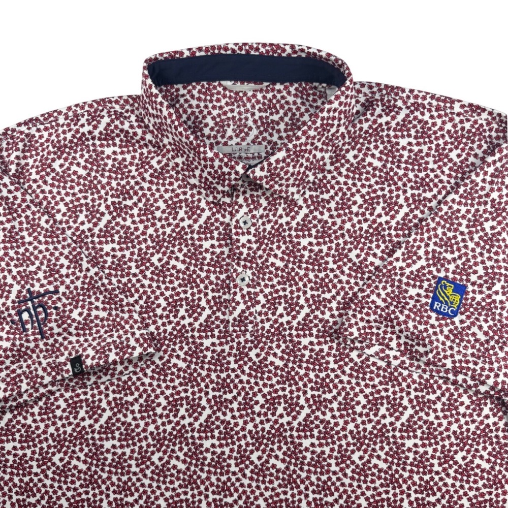 Swannies Golf Mens Large Royal Bank of Canada Golf Polo Shirt Red Floral Print L